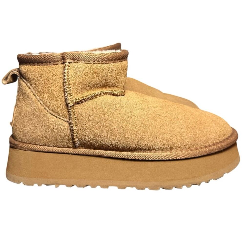 UGG Classic Ultra Mini Platform Boots Chestnut Suede Size 8 EU 39 Regular